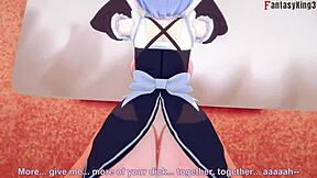 Rem's intense encounter with a busty maid in animated and real-life scenarios