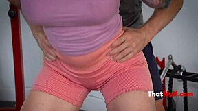 Sexy redhead bodybuilder MILF seeks relief for her sore muscles