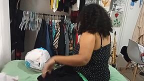 Voluptuous Latin teacher in tanga, a voyeur's delight