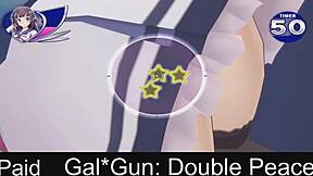 Experience the thrill of double peace in the latest Gal Gun game episode