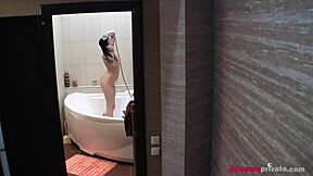 Private bathing ritual of my stepsibling captured in high-definition voyeur footage