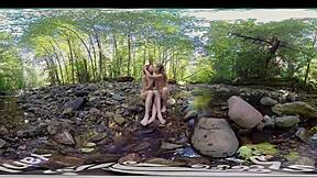 Two amateur girls, Ana Molly and Belle, indulge in lesbian pleasure outdoors