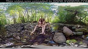 Two amateur girls, Ana Molly and Belle, indulge in lesbian pleasure outdoors
