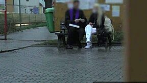 A naughty blonde with perky small breasts enjoys a large penis in a minister's van