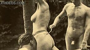 A retro video of a mature woman's hairy buttocks