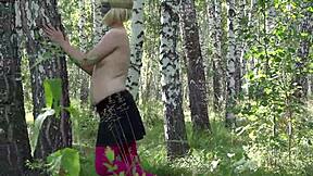 Pregnant middle-aged woman reveals her natural beauty outdoors amateur fetish