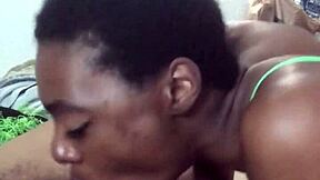 Ebony stripper performs a deepthroat on her lover
