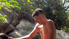 Wild forest sex with Colombian teen and American stud