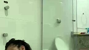 Sultry brunette Bia's solo pleasure in the bathroom