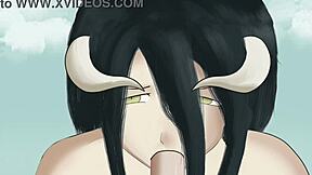 Albedo's intense oral pleasure to her dominant overlord in animated hentai