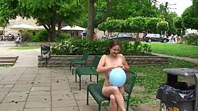 Bare-breasted beauty in the great outdoors