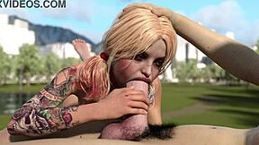 man, i can't believe harley quinn deepthroats this huge white dick!