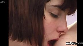 Beautiful lesbians enjoy rough sex and analingus with gas play