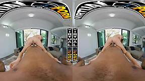 Virtual reality VR porn with small boobed brunette Khloe Kapri getting a happy ending