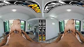 Virtual reality VR porn with small boobed brunette Khloe Kapri getting a happy ending