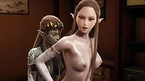 Princess Zelda, the puppet, gets a facial from the futanari princess in this 3D game-based porn.
