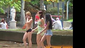 Public gang bang with hot friends at the January river in Rio de Janeiro