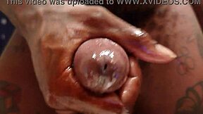 Close up of a big black cock with Hallelujah Johnson's hairy BBC while he pleases himself with a pocket pussy.