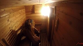 Steamy sauna action with a big black cock