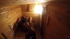 Steamy sauna action with a big black cock