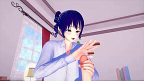 Beautiful woman with large breasts and perfect ass in 3D hentai