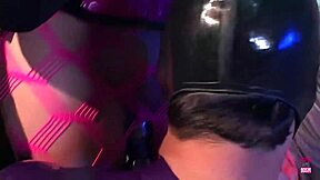 Two blondes have sex with a couple of BDSM men in latex and lingerie