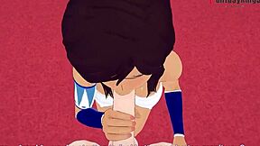 Beautiful anime threesome with Korra and her friends