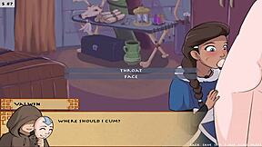 Sloppy blowjob in this adult cartoon game called 4 elements trainer