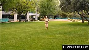Public self-pleasure of a new teenage girl in the streets