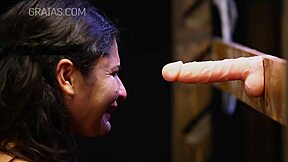 Sub punished and retrained in BDSM scene with whipping and clamps.