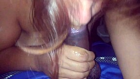 Cum on the face of a slutty woman with a big black cock