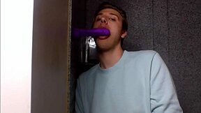 A pretty twink gives a deep blow job and gets his throat fucked.