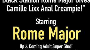 Black stallion Rome Major gives Camille Lixx anal creampie