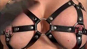 Goth beauty gets her big boobs spanked and her throat fucked in this homemade video.