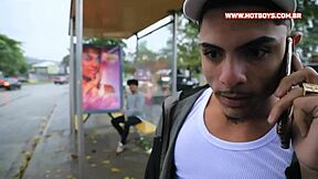 Muscular stepbro gives a deep blow job to his stepbrother.