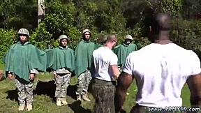 Uniformed military personnel engage in gay sex acts in this video.
