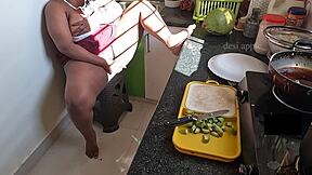 My Indian girlfriend enjoys food and sex in kitchen