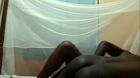 Black cock drilling pussy and ass of an amateur wife