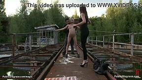 Public humiliation and rough sex with a blonde European woman