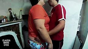 Fat woman sucks cock in a hot and dirty scene