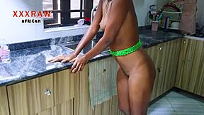 Step-sister’s big ass gets nailed in the kitchen in homemade porn