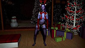 Sexy assassin Widowmaker in a Christmas dance routine