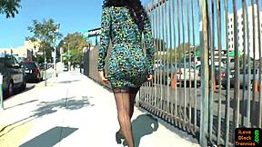 Beautiful black transsexual solo pleasure scene with anal play