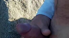 African American gay ladyboy's solo pleasure at the beach