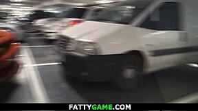 A curvy woman with an amazing set of large natural breasts tempt a slim man