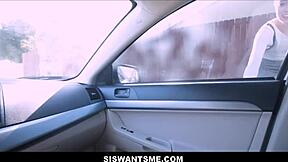 Petite teen gets fucked by stepbrother in the car