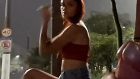 Hardcore masturbation on a bus stop outside in public