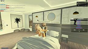 Roblox sex game with blonde gets cumshot in mouth