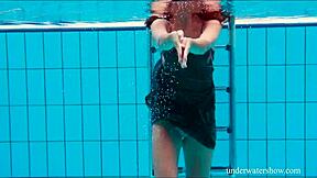 Nata Szilva is a brunette teen who enjoys having sex in the pool