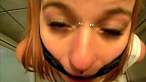 Pervypixie gets gagged and makes her submissive slave to drink her urine